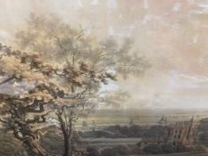 A large 19th century watercolour; Prospect of Vanburgh Castle, Agnew's label to the reverse,
