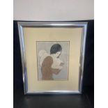 Stephen White (b.1939), a limited edition woodblock print in colours titled Lady Holding a Baby,