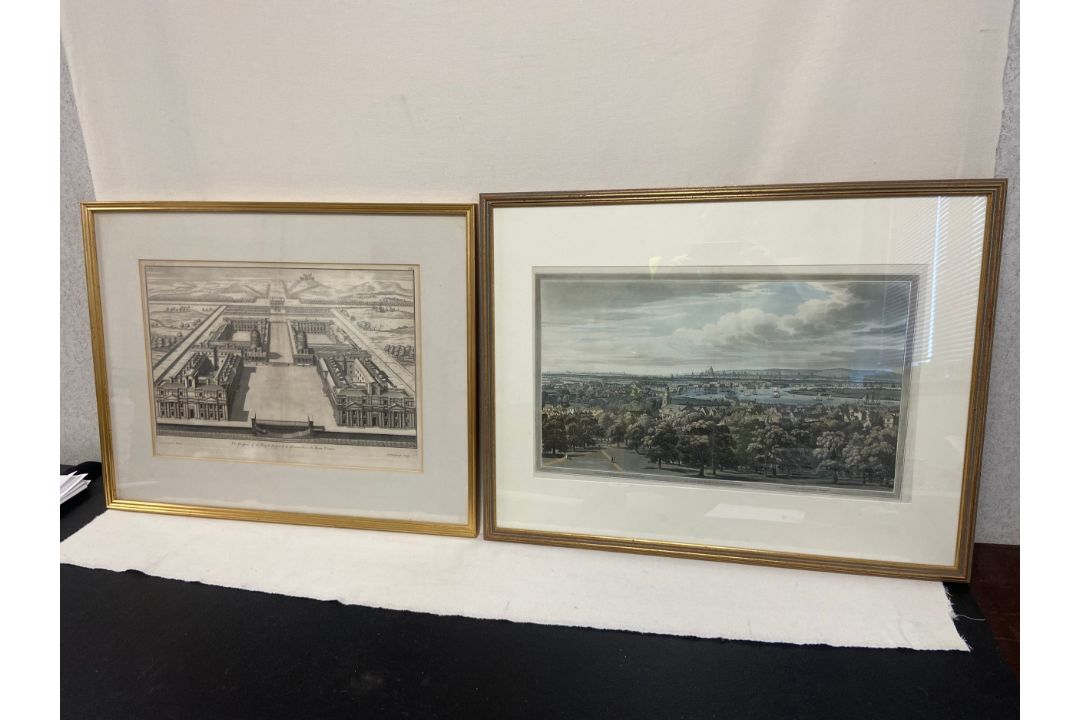 Two 18th century engravings, Greenwich interest, H Hulsbergh and J C Stadler, framed and glazed. - Image 1 of 5
