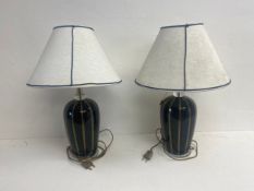 A pair of Giulia Mangani Murano glass table lamps of baluster form with maker's mark and original