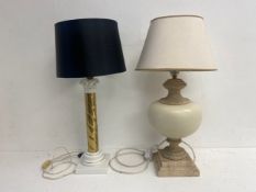 A vintage French marble table lamp by Le Dauphin with maker's label and a Stefano Cevoli