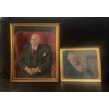 Two mid century oil portraits, framed. Largest H.84 x 69cm