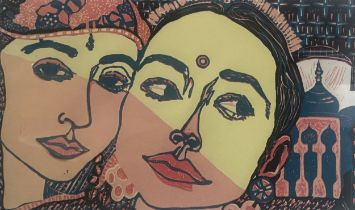 A framed and glazed limited edition etching, 1/10, titled Mask dated 1988. 60x48cm.