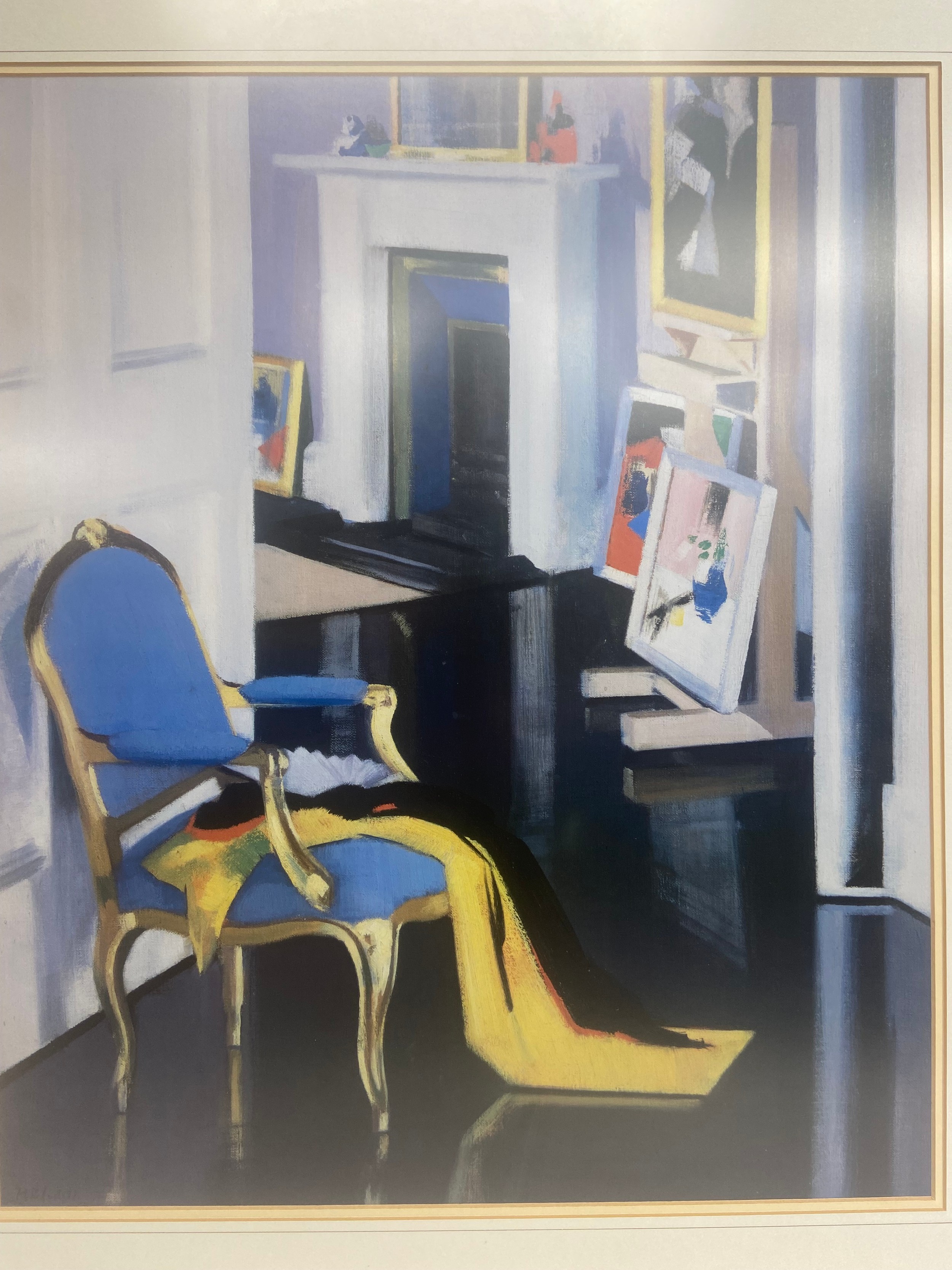 Two large contemporary framed and glazed prints, interior scene and a Venice canal, with labels to - Image 2 of 5