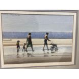 Robert Littleford (1940-2023), a watercolour; figures on a beach, signed, framed and glazed.