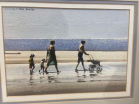 Robert Littleford (1940-2023), a watercolour; figures on a beach, signed, framed and glazed.
