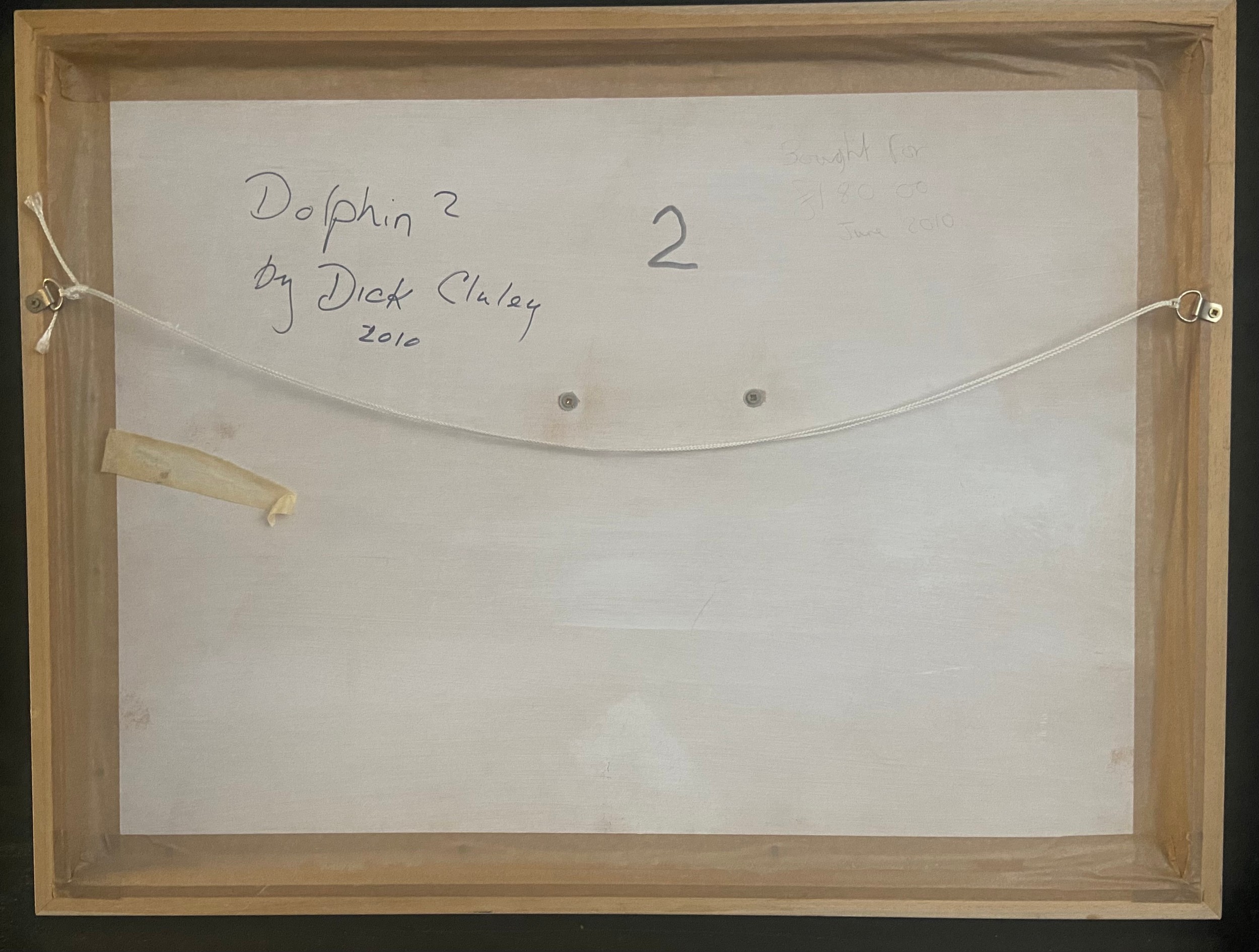 A mixed media study in 3-D; a dolphin leaping from the sea, signed, dated and titled to the reverse. - Image 4 of 4