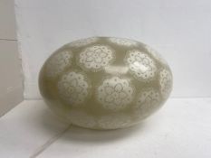 A large vintage glass hand decorated orb shaped floor lamp. Dia. 65cm.