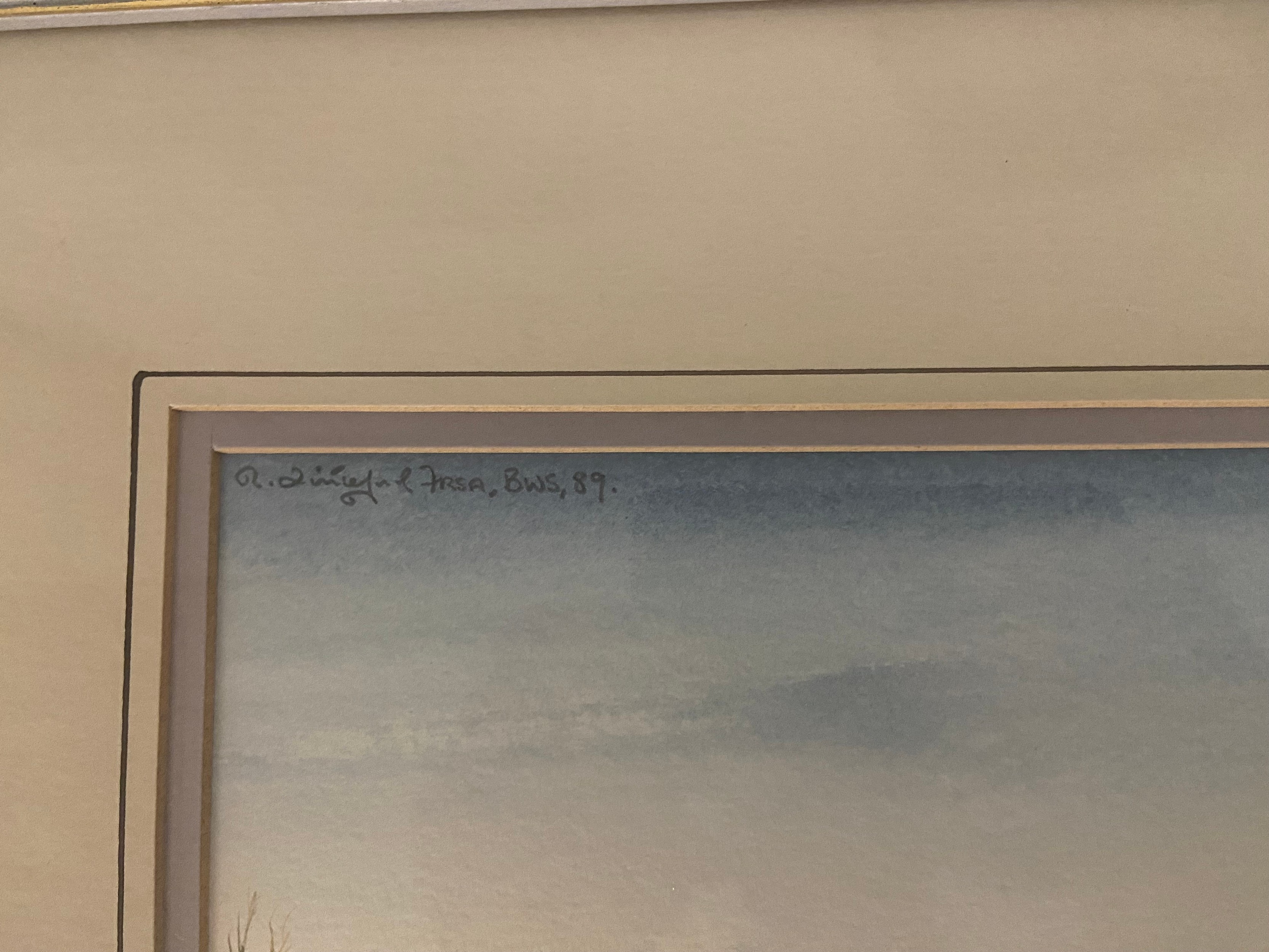 Robert Littleford (1940-2023), a watercolour; early morning golfers, signed, framed and glazed. - Image 3 of 4