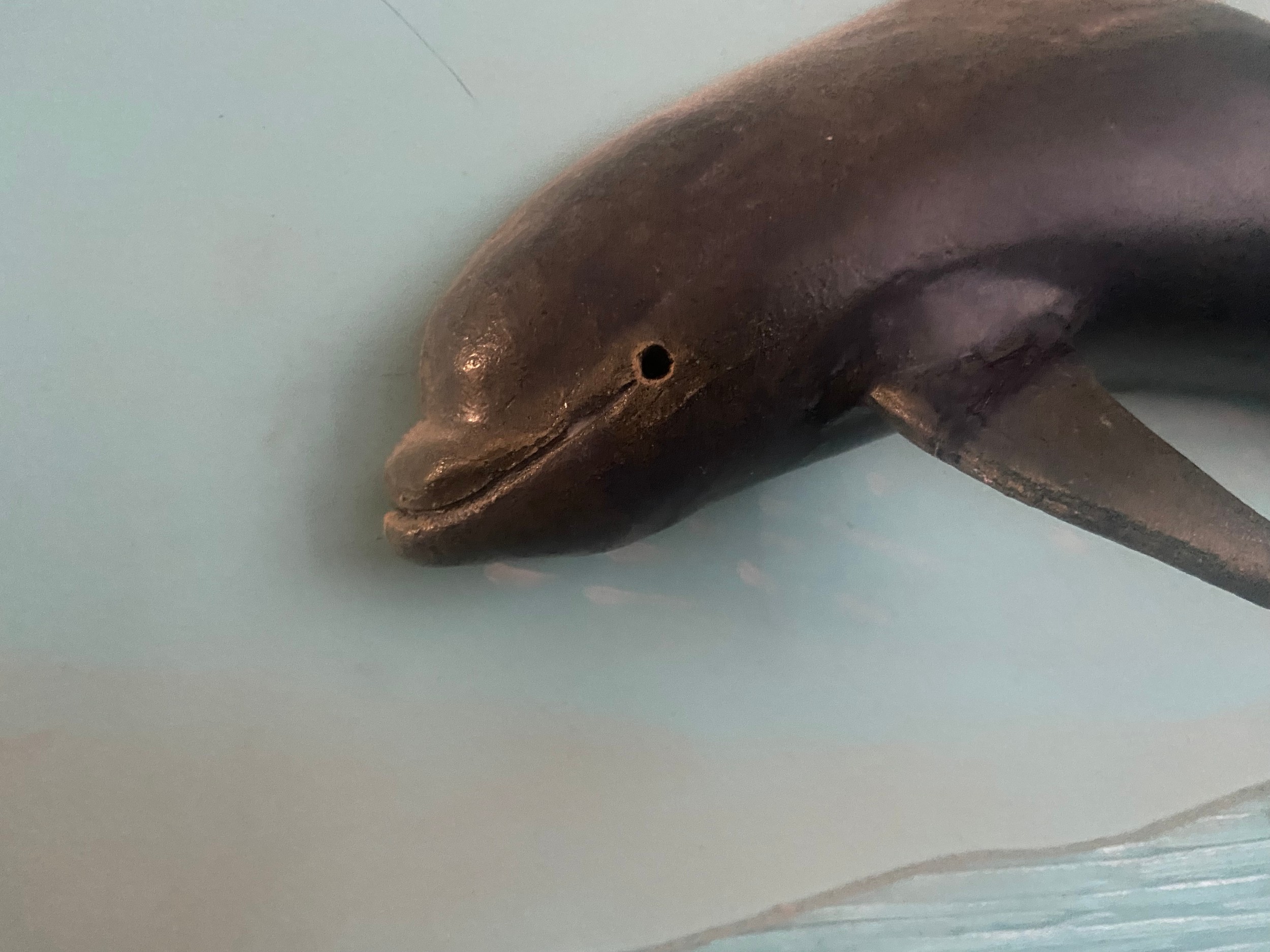 A mixed media study in 3-D; a dolphin leaping from the sea, signed, dated and titled to the reverse. - Image 3 of 4