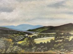 A 19th century oil on panel, English School landscape, glazed in a gilt frame. 49x39cm.