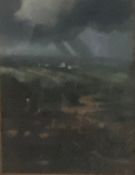 A 19th century gilt framed and glazed oil on canvas laid on board, sheep in a landscape. H.56 x