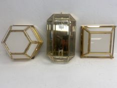 A collection of three 1980's vintage brass wall or ceiling lights each fitted with bevelled glass