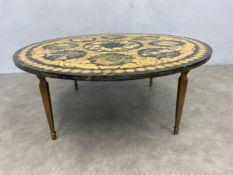 A mid-century Italian low table with a painted marble top in the Florentine pietra dura style,
