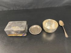 Miscellaneous hallmarked silver to include a christening bowl and spoon. Silver weight 209g.