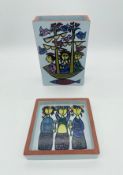 Stig Lindberg for Gustavsberg Sweden 1950's pottery vase and trinket dish (