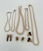A mixed costume jewellery collection to include five simulated pearl necklaces (two by Majorca),