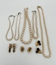 A mixed costume jewellery collection to include five simulated pearl necklaces (two by Majorca),