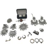 Mixed costume jewellery, Kenneth Lane earrings for repair, some stones missing, mostly cut glass,
