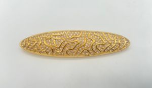 Dior crystal encrusted oval brooch L.9cm.