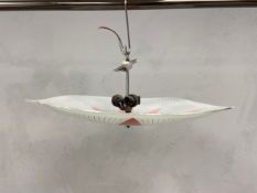 A 1960's vintage Napako glass pendant ceiling Light. 50x50cm.
