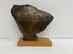 Rinat Goldwater, a bronze sculpture, Modernist style female portrait, signed and dated 2014. H.