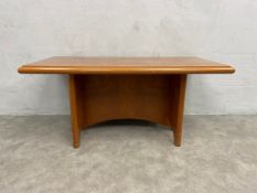 A contemporary satinwood coffee table by Andrew Varah. H.46. W.101 D.50cm.