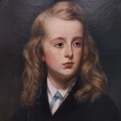 A late 19th century gilt framed oil on canvas portrait study of a young girl. 82 x 71cm
