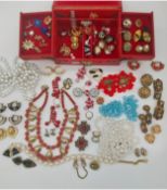 A mixed collection of costume jewellery, a quantity, with box.