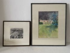 Brian Lemesle Adams (1923-2011), a contemporary watercolour titled 'The Manor House, Hinton St Mary,