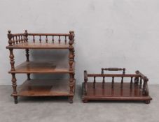 A 19th century mahogany table top miniature bookcase along with a Regency rosewood desk stand. 47