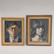 Two gilt framed oil on canvas portraits, one inscribed to the reverse. 48.5 x 38cm largest