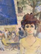 Charles Mozley (1914-1991), a pastel study on paper titled 'Aux Deux Magots' 1973, signed in a