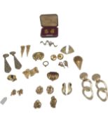 A collection of costume jewellery to include eleven pairs of clip-on earrings to include Christian