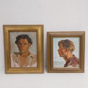 Two gilt framed oil on board male portraits, A X Valyachmetov inscribed to the reverse of each. 33 x