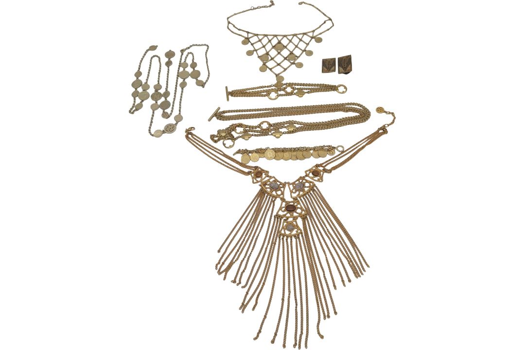 Ben-Amun coin necklace and bracelet (necklace connector link missing) Ben-Amun waterfall necklace - Image 1 of 9