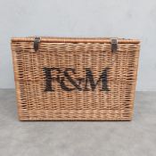 A vintage Fortnum & Mason wicker hamper. 47 x 68 x 52cm