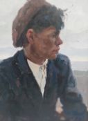 Dmitri Swirshnikov (1912-1992), a gilt framed oil on canvas laid on board, portrait of a young boy