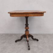 A 19th century Sorrento parquetry inlaid occasional table with tilt-top action on quadruped base. 75