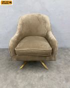 A contemporary 'Kensington Velvet Swivel' accent or cocktail armchair with textured back and sides