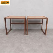 A pair of mid-century G-Plan Quadrille style teak side tables. 49 x 53cm