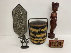 A mixed collection to include Chinese late Qing hand painted and gilt black lacquered wedding basket