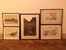 A pair of signed limited edition Kenneth Holmes etchings, an artist's proof; Stanley Harbour, Mike