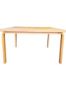 Alvaar Alto for Artek, a laminated birch dining table with a square top. H.73 W.120 D.120