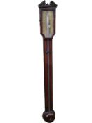 A George III mahogany with satinwood and ebony string inlay stick barometer marked Manticha. H.