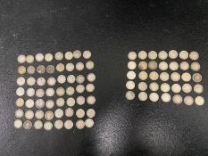 A collection of Victorian and Edwardian .925 sterling silver three and fourpence coins along with
