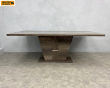 A large contemporary Italian faux oak 'Medea' dining or centre table with heavy tapered stem