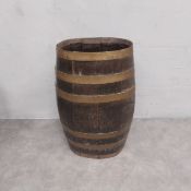 A 19th century brass bound coopered oak barrel with open top for use as an umbrella stand. 56 x