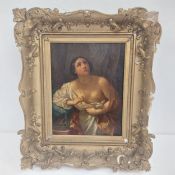 After Guido Reni (1575-1642), an early 20th century oleograph titled 'The Death of Cleopatra' in a