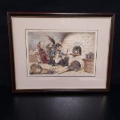 A late 19th century hand coloured etching titled 'Tiddy-Doll, the great French-Gingerbread-Baker;